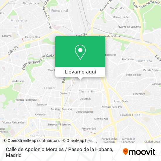 Mapa Calle de Apolonio Morales / Paseo de la Habana
