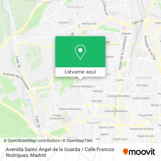 Mapa Avenida Santo Ángel de la Guarda / Calle Francos Rodríguez
