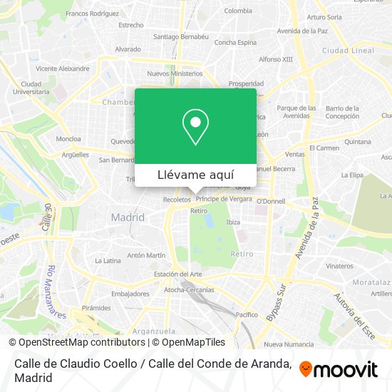 Mapa Calle de Claudio Coello / Calle del Conde de Aranda