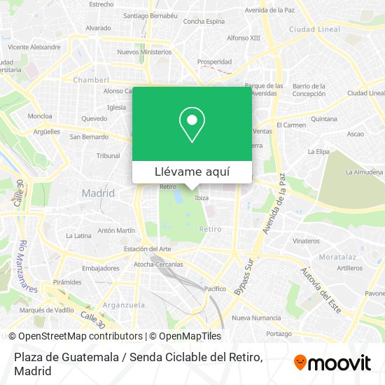 Mapa Plaza de Guatemala / Senda Ciclable del Retiro
