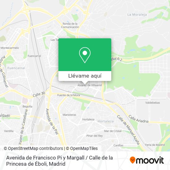 Mapa Avenida de Francisco Pi y Margall / Calle de la Princesa de Éboli