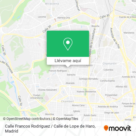 Mapa Calle Francos Rodríguez / Calle de Lope de Haro