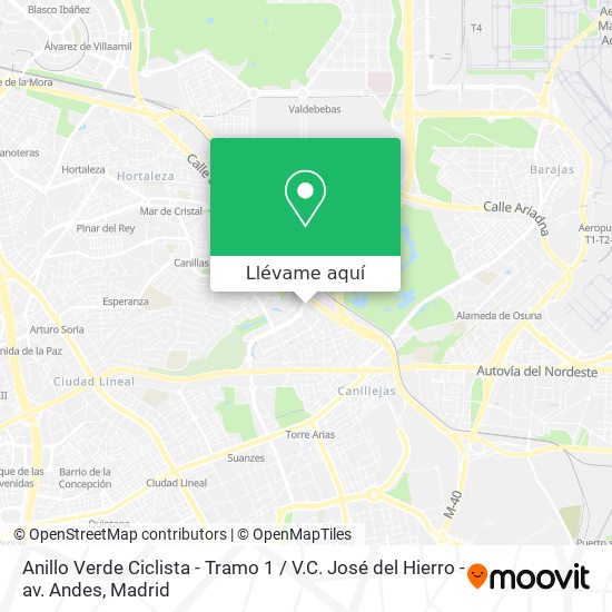 Mapa Anillo Verde Ciclista - Tramo 1 / V.C. José del Hierro - av. Andes