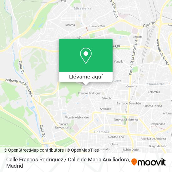 Mapa Calle Francos Rodríguez / Calle de María Auxiliadora