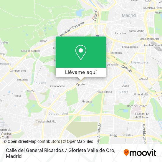 Mapa Calle del General Ricardos / Glorieta Valle de Oro