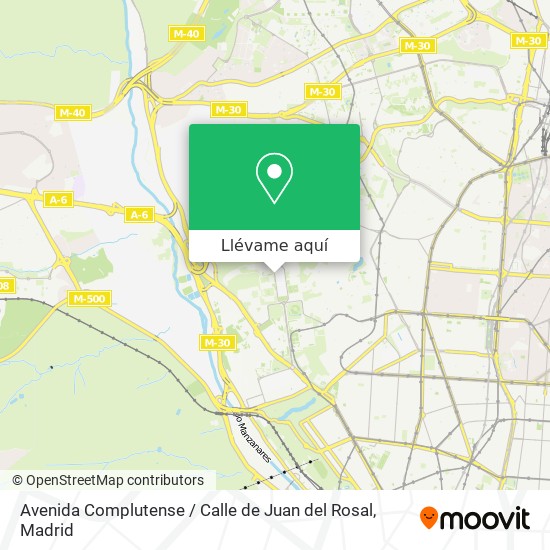 Mapa Avenida Complutense / Calle de Juan del Rosal