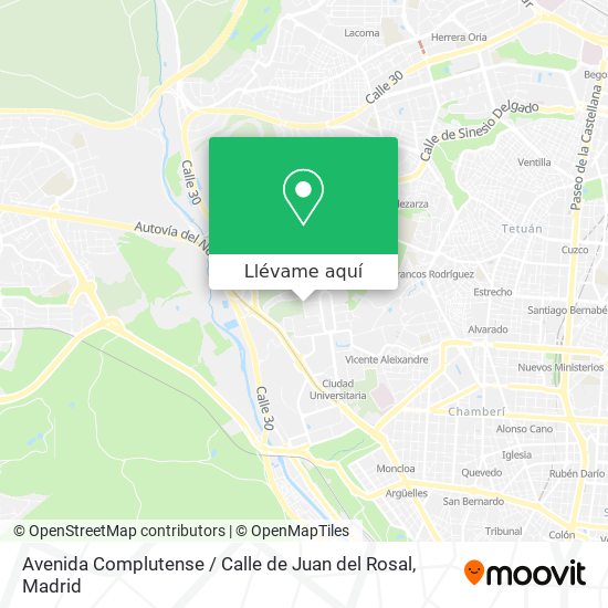 Mapa Avenida Complutense / Calle de Juan del Rosal