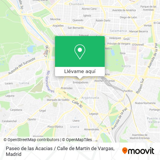 Mapa Paseo de las Acacias / Calle de Martín de Vargas