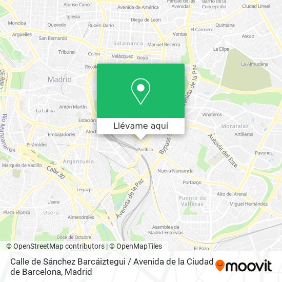 Mapa Calle de Sánchez Barcáiztegui / Avenida de la Ciudad de Barcelona