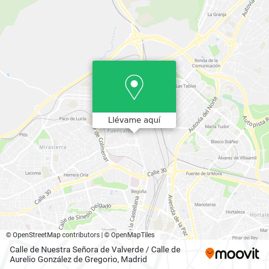 Mapa Calle de Nuestra Señora de Valverde / Calle de Aurelio González de Gregorio