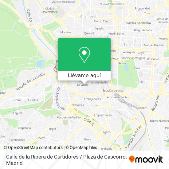 Mapa Calle de la Ribera de Curtidores / Plaza de Cascorro