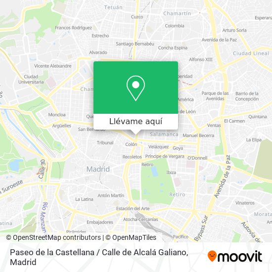 Mapa Paseo de la Castellana / Calle de Alcalá Galiano
