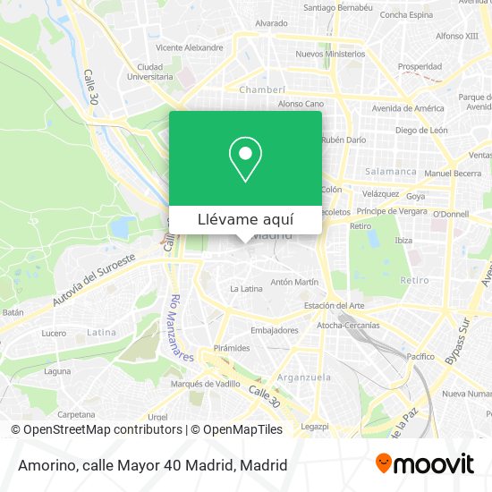 Mapa Amorino, calle Mayor 40 Madrid