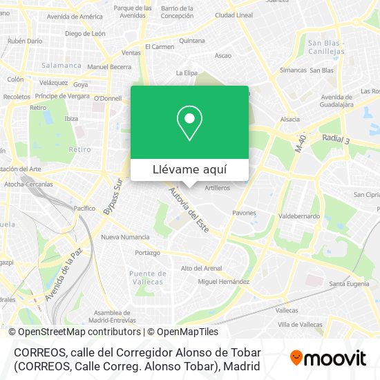 Mapa CORREOS, calle del Corregidor Alonso de Tobar (CORREOS, Calle Correg. Alonso Tobar)