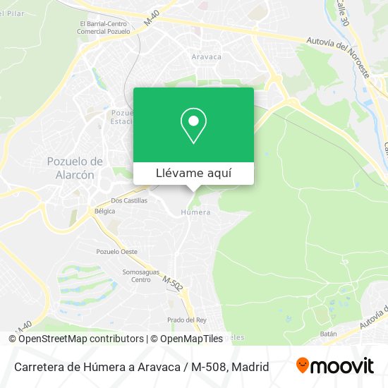 Mapa Carretera de Húmera a Aravaca / M-508