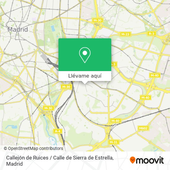 Mapa Callejón de Ruices / Calle de Sierra de Estrella