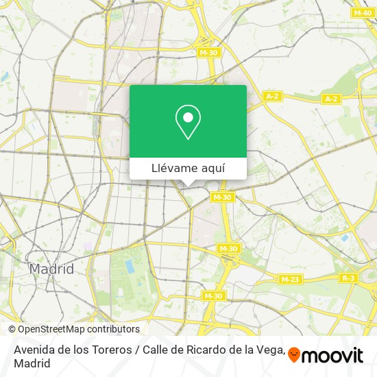 Mapa Avenida de los Toreros / Calle de Ricardo de la Vega