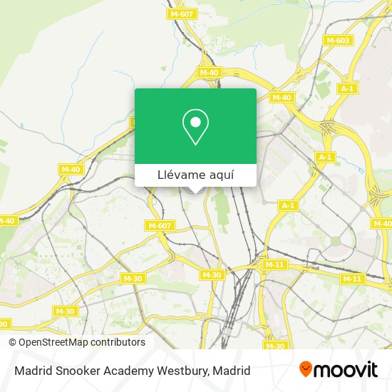 Mapa Madrid Snooker Academy Westbury