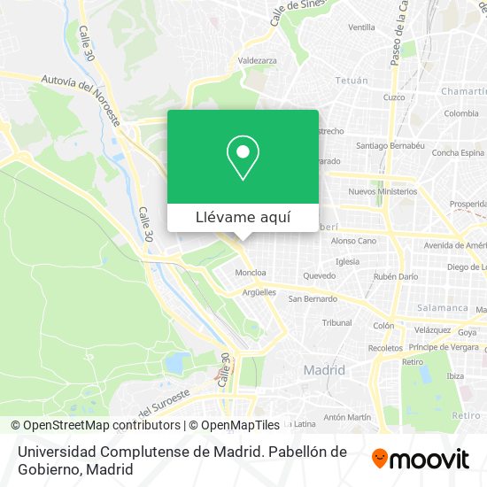 Mapa Universidad Complutense de Madrid. Pabellón de Gobierno