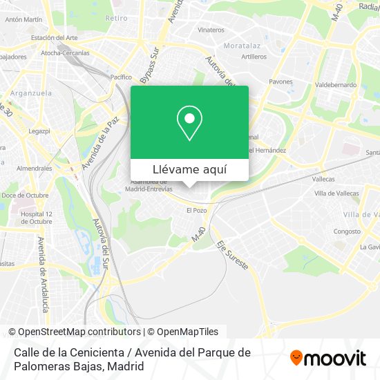 Mapa Calle de la Cenicienta / Avenida del Parque de Palomeras Bajas