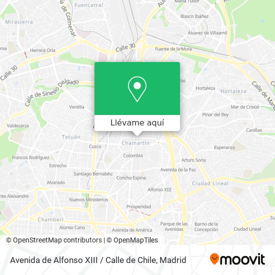 Mapa Avenida de Alfonso XIII / Calle de Chile