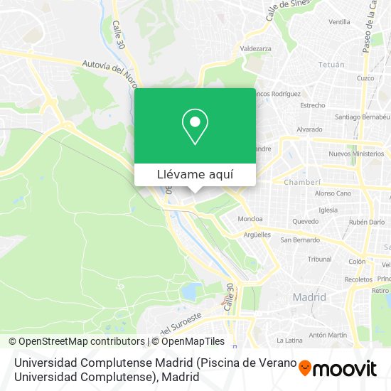 Mapa Universidad Complutense Madrid (Piscina de Verano Universidad Complutense)