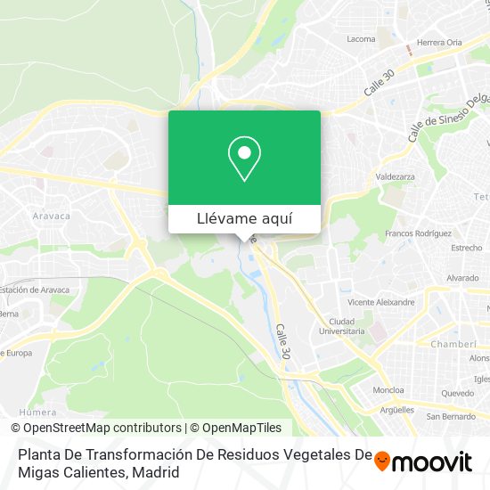 Mapa Planta De Transformación De Residuos Vegetales De Migas Calientes