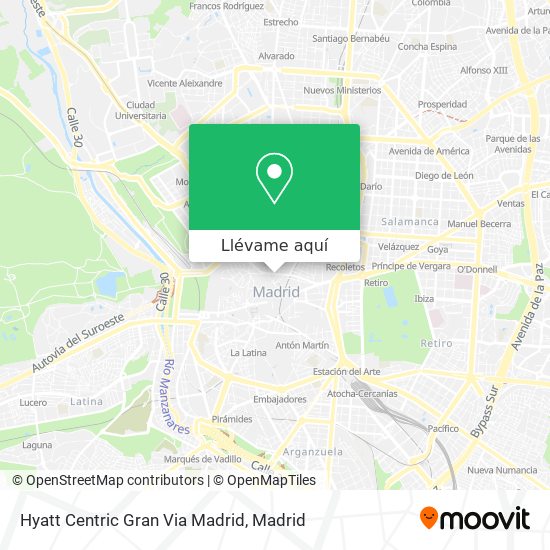 Mapa Hyatt Centric Gran Via Madrid