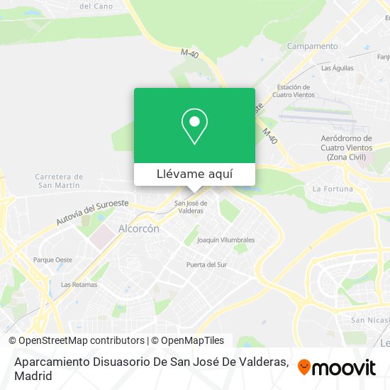 Mapa Aparcamiento Disuasorio De San José De Valderas