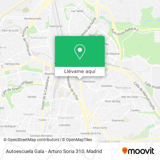 Mapa Autoescuela Gala - Arturo Soria 310