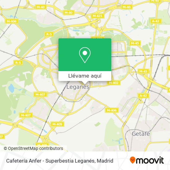 Mapa Cafetería Anfer - Superbestia Leganés