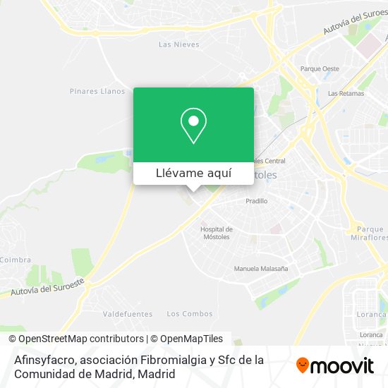 Mapa Afinsyfacro, asociación Fibromialgia y Sfc de la Comunidad de Madrid