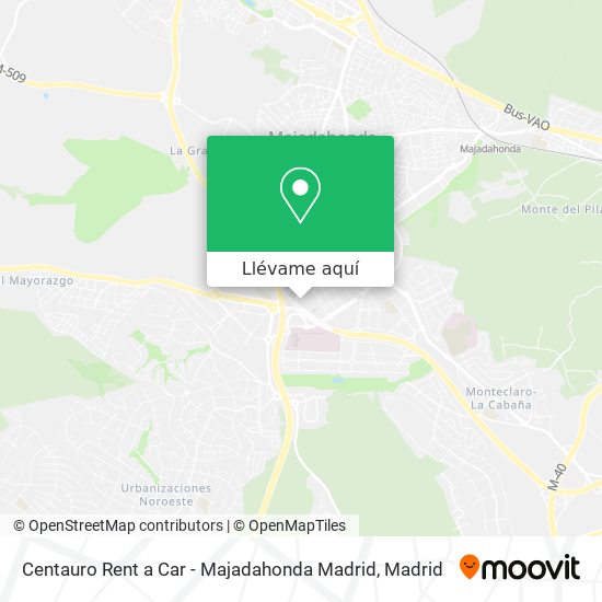 Mapa Centauro Rent a Car - Majadahonda Madrid