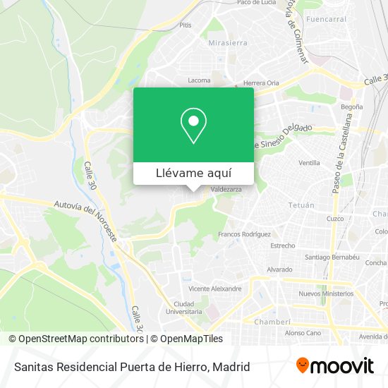 Mapa Sanitas Residencial Puerta de Hierro