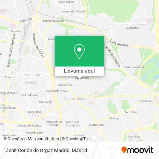 Mapa Zenit Conde de Orgaz Madrid