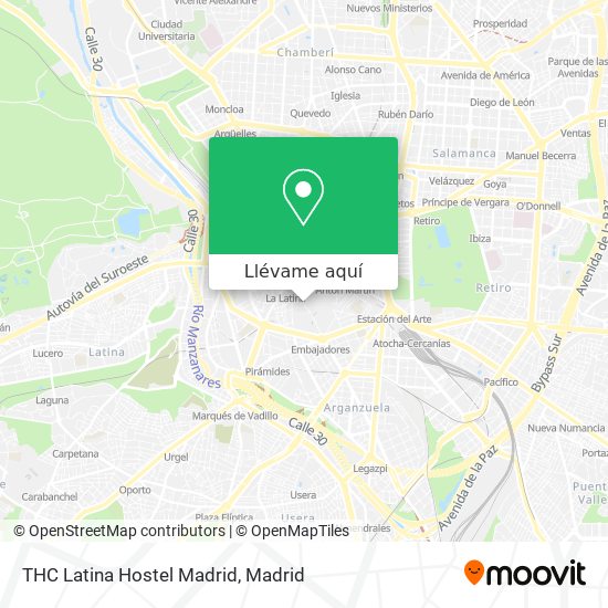 Mapa THC Latina Hostel Madrid