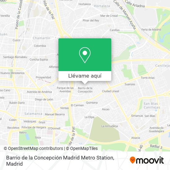 Mapa Barrio de la Concepción Madrid Metro Station