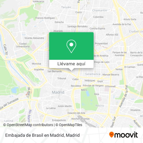 Mapa Embajada de Brasil en Madrid