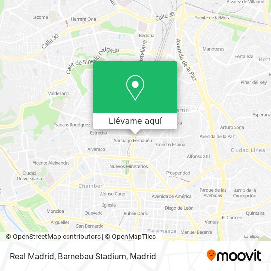 Mapa Real Madrid, Barnebau Stadium