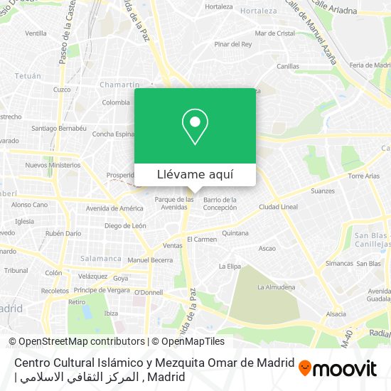 Mapa Centro Cultural Islámico y Mezquita Omar de Madrid | المركز الثقافي الاسلامي