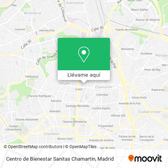 Mapa Centro de Bienestar Sanitas Chamartín