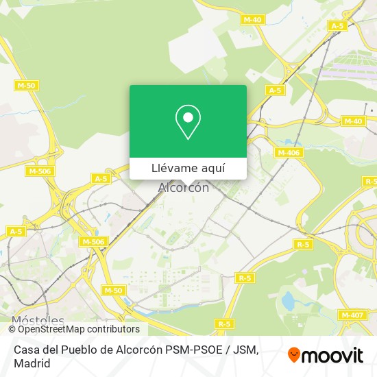 Mapa Casa del Pueblo de Alcorcón PSM-PSOE / JSM