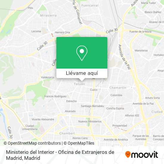 Mapa Ministerio del Interior - Oficina de Extranjeros de Madrid