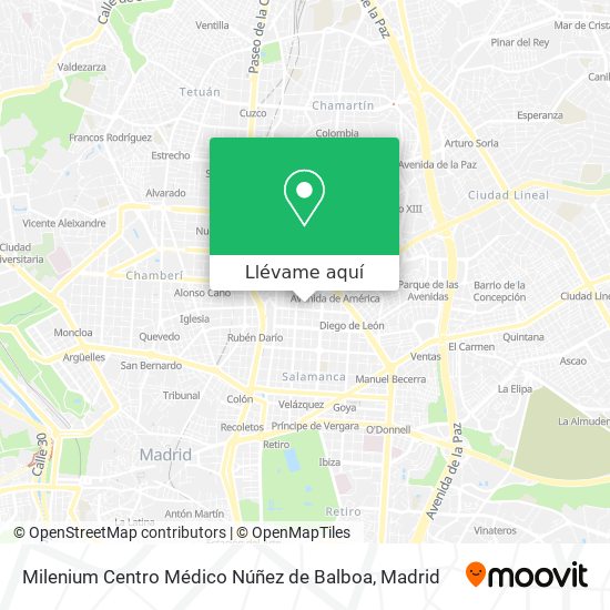 Mapa Milenium Centro Médico Núñez de Balboa