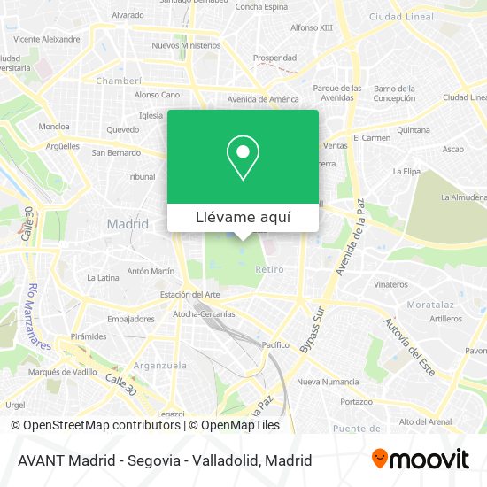Mapa AVANT Madrid - Segovia - Valladolid