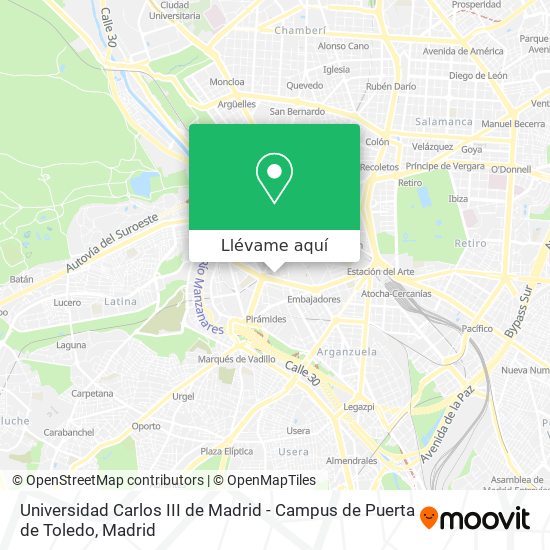 Mapa Universidad Carlos III de Madrid - Campus de Puerta de Toledo