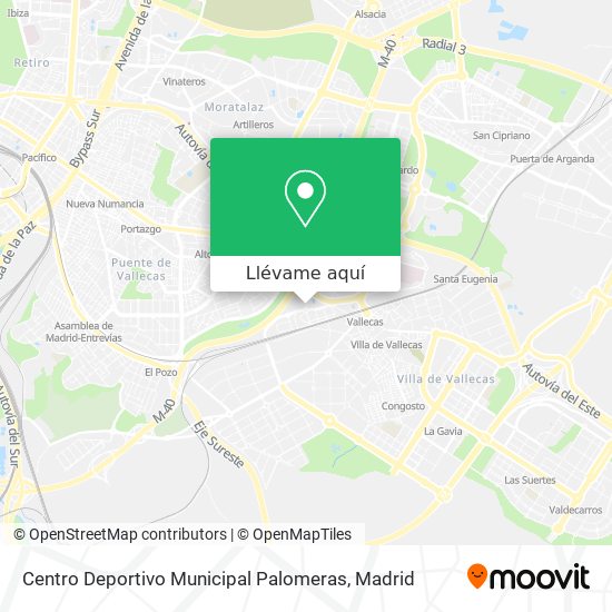 Mapa Centro Deportivo Municipal Palomeras