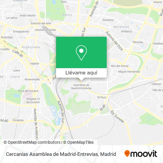 Mapa Cercanías Asamblea de Madrid-Entrevías