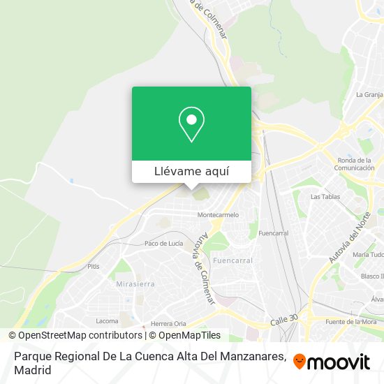 Mapa Parque Regional De La Cuenca Alta Del Manzanares