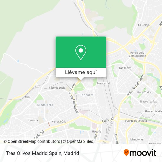 Mapa Tres Olivos Madrid Spain